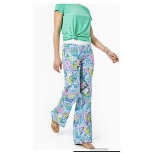NWOT Lilly Pulitzer Beach Palazzo Linen Once Upon A Tide Pattern PetiteXXS #5370